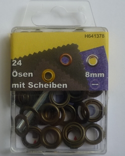 Ã–sen mit Scheiben 08mm (24 Stuck), Altmessing